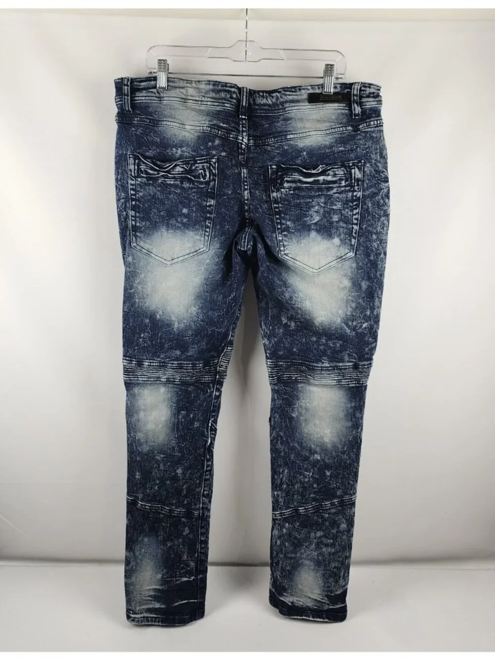 Dstrkt Jeans Mens 38x33 Blue Bleached Moto Biker Denim